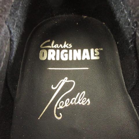 【中古】未使用品 クラークス clarks ニードルス needles コラボ WALLABEE スエードシューズ ローファー 靴 黒 24.5cm_2
