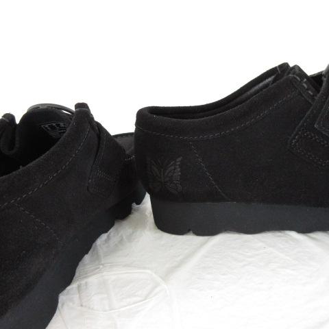 【中古】未使用品 クラークス clarks ニードルス needles コラボ WALLABEE スエードシューズ ローファー 靴 黒 24.5cm_5
