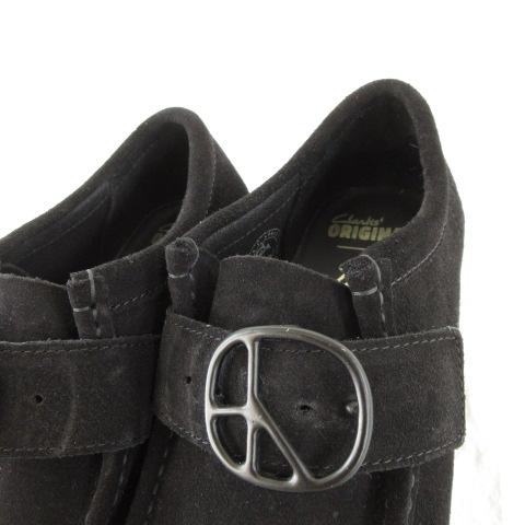 【中古】未使用品 クラークス clarks ニードルス needles コラボ WALLABEE スエードシューズ ローファー 靴 黒 24.5cm_7