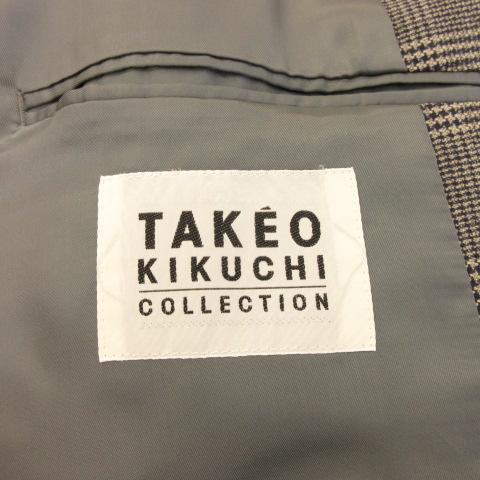 【中古】未使用品 タケオキクチ TAKEO KIKUCHI ダブルスーツ セットアップ テーラード チェック グレー 紺 03 メンズ_2