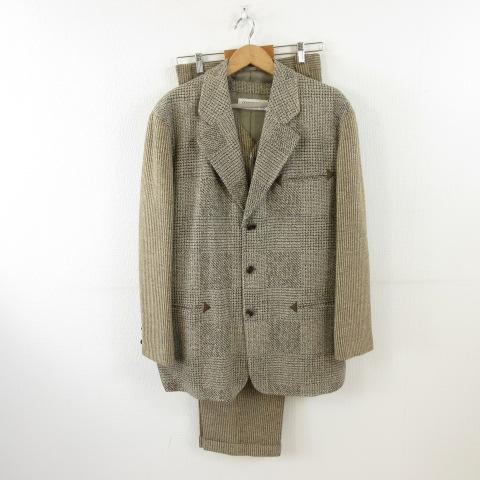 【中古】未使用品 GEORGES RECH HOMME ツイード3ピーススーツ セットアップ テーラード ベスト 長袖 ベージュ L