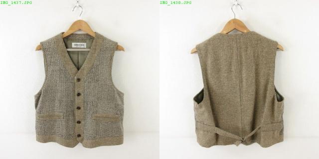【中古】未使用品 GEORGES RECH HOMME ツイード3ピーススーツ セットアップ テーラード ベスト 長袖 ベージュ L_6