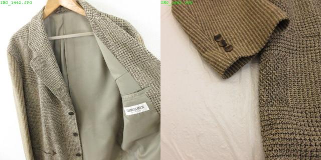 【中古】未使用品 GEORGES RECH HOMME ツイード3ピーススーツ セットアップ テーラード ベスト 長袖 ベージュ L_8