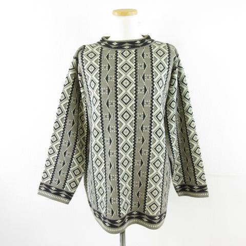 【中古】クロエ CHLOE ニット セーター 長袖 総柄 グレー 40 *A131 レディース