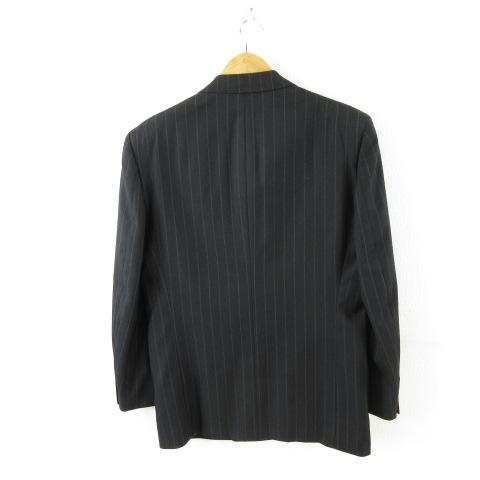 【中古】タケオキクチ TAKEO KIKUCHI ダブルスーツ セットアップ テーラード スラックス ストライプ 黒 3 メンズ_1