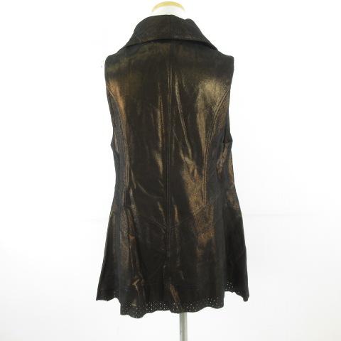 【中古】ベスト ラムスキン 茶 M *T835 レディース_1