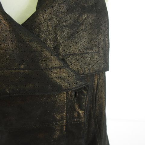 【中古】ベスト ラムスキン 茶 M *T835 レディース_3