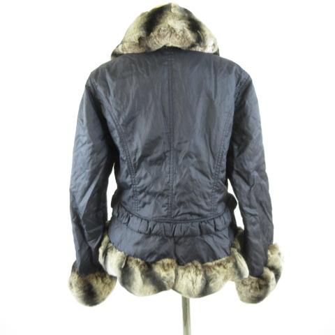 【中古】サンローズ SUN ROSE ダウンジャケット 長袖 ファー 紺 M *T836 レディース_1