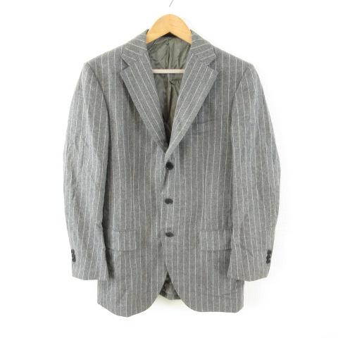 【中古】トゥモローランド TOMORROWLAND ジャケット ブレザー 長袖 ストライプ グレー 48 *T247 メンズ