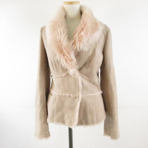 【中古】イネスエマレシャル Ines et Marechal ジャケット 長袖 ラムスキン レザー ファー ベージュ 38 レディース