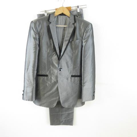 【中古】ワタベウェディング Avica uomo タキシード スーツ 3ピース ジャケット パンツ ベスト グレー BM メンズ