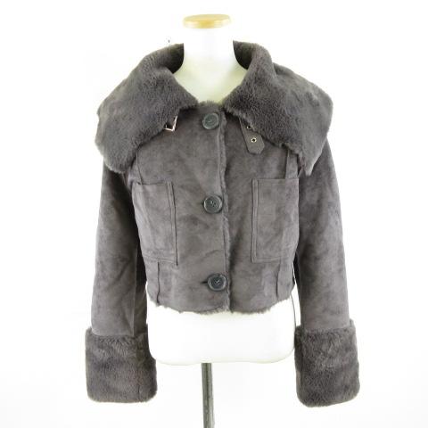 【中古】ノットユアローズ not your rose リバーシブル フェイクムートン ジャケット 長袖 チャコールグレー M