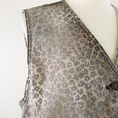 【中古】未使用品 アンジェロマラニー angelo marani セットアップ ベスト ロングパンツ ヒョウ柄 茶 46 *A929 レディース_3