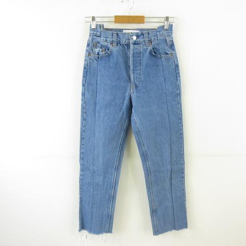【中古】EB DENIM デニムパンツ ジーンズ ロング カットオフ 青 *T69 レディース