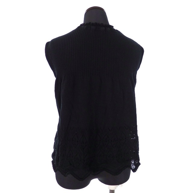 【中古】マメクロゴウチ Mame Kurogouchi 21SS Curtain Motif Knitted Vest ニットベスト トップス 2  ブラック 黒｜au PAY マーケット