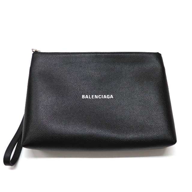 バレンシアガ BALENCIAGA ロゴプリント レザー クラッチバッグ 鞄