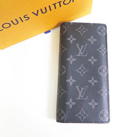 【中古】美品 ルイヴィトン LOUIS VUITTON M61697 ポルトフォイユ ブラザ 2つ折り長財布 モノグラム エクリプスの通販は 34,320円