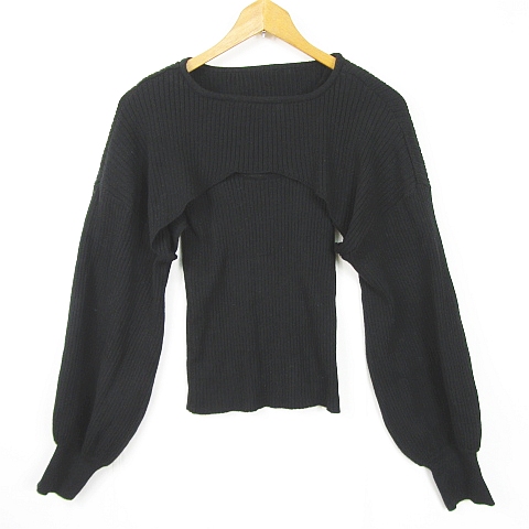 【中古】フーズフーチコ who's who Chico アンサンブルニット リブ ニット カットソー 長袖 ノースリーブ F