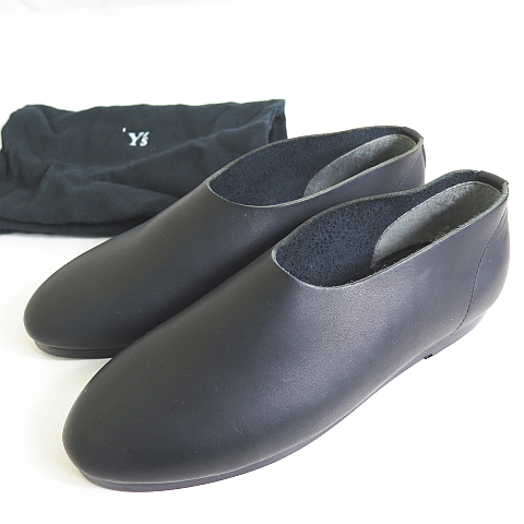 【中古】ワイズ Y's レザー シューズ スリッポン LL ブラック ヴィンテージ 美品 2sa6910 レディース