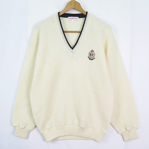 【中古】W.A.goodman & Sons Vネック ニット ウール M クリーム ヴィンテージ 2sa7007
