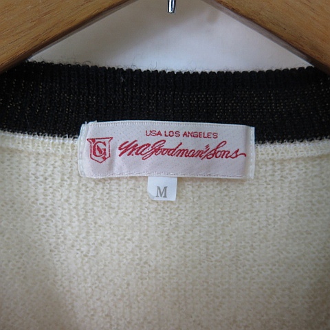 【中古】W.A.goodman & Sons Vネック ニット ウール M クリーム ヴィンテージ 2sa7007