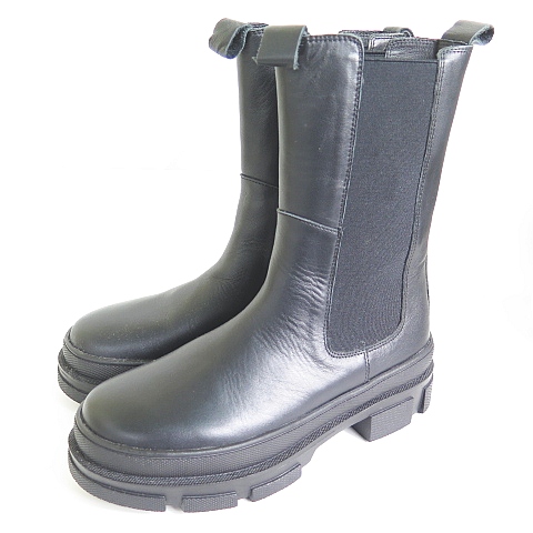 【中古】未使用品 レメ REMME ミドル サイドゴアブーツ チェルシーブーツ レザー 38 ブラック 2sa7031