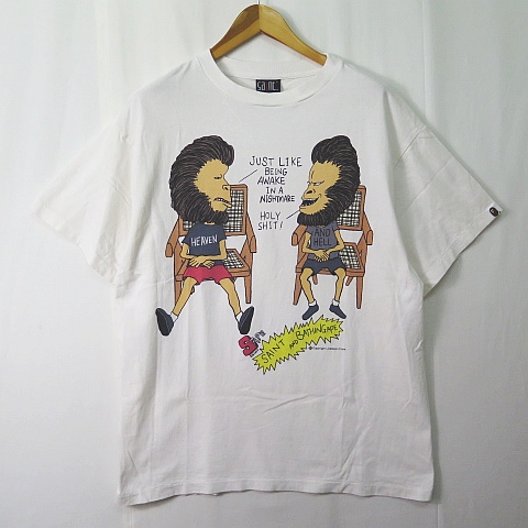 【中古】セントマイケル A BATHING APE ビーバス・アンド・バットヘッド パロディー 半袖Tシャツ L