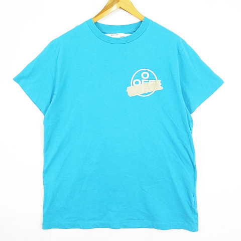 【中古】オフホワイト OFF WHITE Tape Arrows Over S/S Tee Tシャツ 半袖 XXS ターコイズ ☆AA★ 2sa7071 メンズ