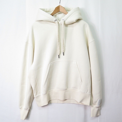 【中古】ami alexandre mattiussi アミパリス プルパーカー 長袖 スウェット 裏起毛 ロゴパッチ S アイボリー
