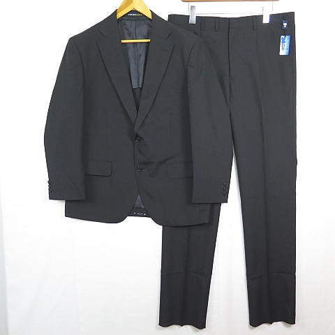 【中古】ユキコハナイオム YUKIKO HANAI HOMME 2Bスーツ 100BB5 シャドーストライプ ブラック 2パンツ 春秋物
