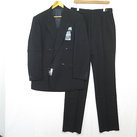 【中古】未使用品 トラファルド Trafald ブラックスーツ ダブル フォーマル ウール 98A7 黒 2sa7300 メンズ