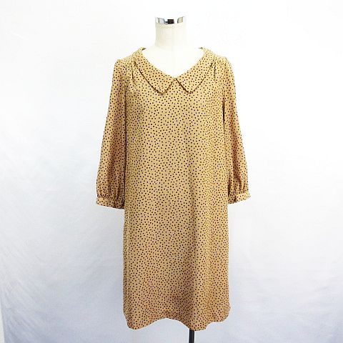 中古 ノーリーズ ワンピース チュニック 七分袖 衿付き ひざ丈 ドット とろみ 38 ブラウン Ekm レディースの通販はau Pay マーケット ブランド古着のベクトル