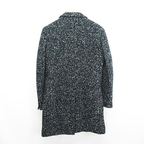 【中古】未使用品 ミッシェルクランオム チェスターコート 長袖 ロング丈 杢調無地 中綿 46 ブラック ※EKM メンズ_1