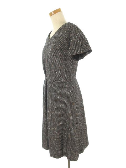 中古 ノーリーズ Nolley S ワンピース ロング 半袖 フレアー ツイード 黒 ブラック マルチカラー ウール 38 美品の通販はau Wowma ブランド古着のベクトル