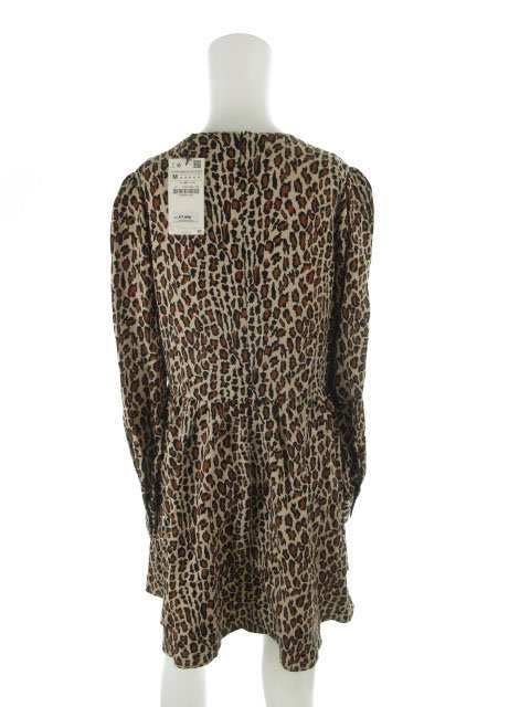 中古 未使用品 ザラウーマン Zara Woman ワンピース ロング 長袖 レオパード 豹柄 アニマル ベージュ ブラウン ブラック 茶 M 28の通販はau Pay マーケット ブランド古着のベクトル