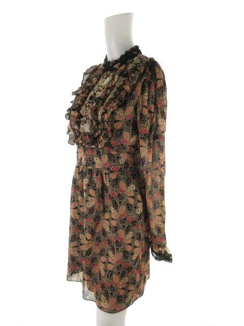 中古 未使用品 アナスイ Anna Sui ワンピース ロング 長袖 総柄 刺繍 レース フリル フレアー ブラック ピンク パープル 4 の通販はau Pay マーケット ブランド古着のベクトル