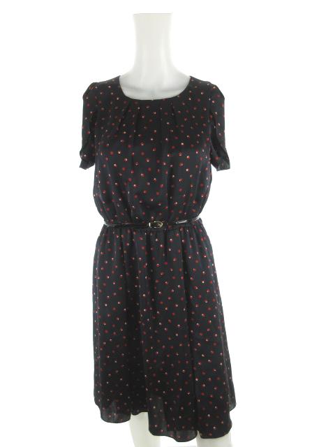 中古 アナイ Anayi ワンピース ロング 半袖 フレアー ドット 水玉柄 ベルト 紺 ネイビー 赤 レッド 38 レディースの通販はau Pay マーケット ブランド古着のベクトル