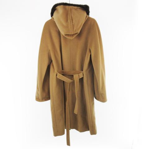 中古】マックスマーラ MAX MARA コート ロング フード ファー 白タグ  