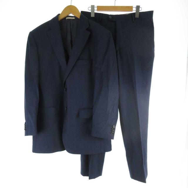 【中古】Angelo Nardelli アンジェロ・ナルデッリ スーツ セットアップ 上下 ジャケット 総裏 2B パンツ スラックス 紺  ウール 48 の通販は