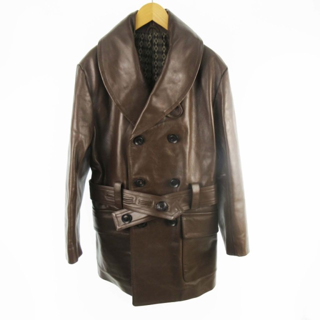 【中古】ブラックサイン BLACK SIGN Horsehide Francis Coat ホースハイド フランシス コート ジャケット レザー 茶 馬革 38