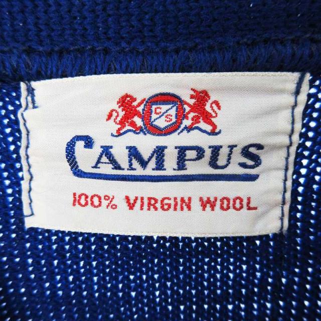 【中古】50’S campus キャンパス レタード カーディガン ニット ブルー ウール100％ ヴィンテージ オールド メンズ_4