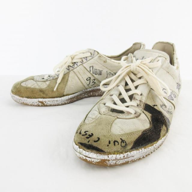 【中古】マルタンマルジェラ  落書き グラフィティ ジャーマントレーナー スニーカー シューズ ペンキ 27ｃｍ