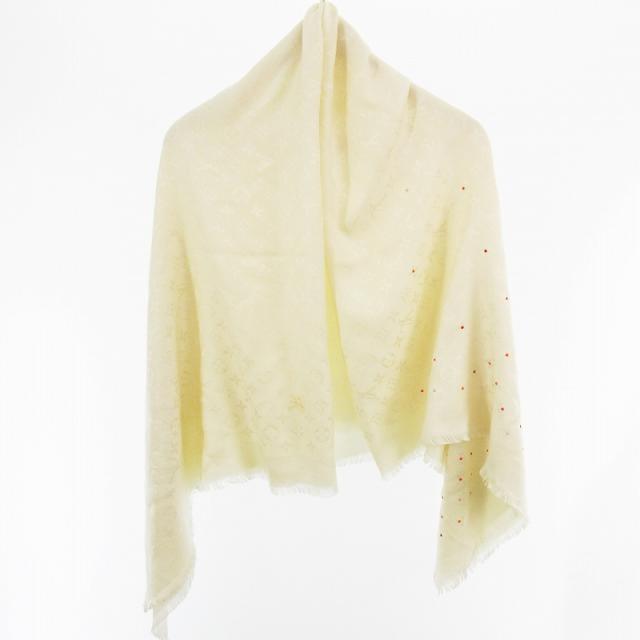 ルイヴィトン モノグラム大判ショール ストール シルク×ウール /黄色 イエロー Louis Vuitton イエロー ストール ルイヴィトン モノグラム大判