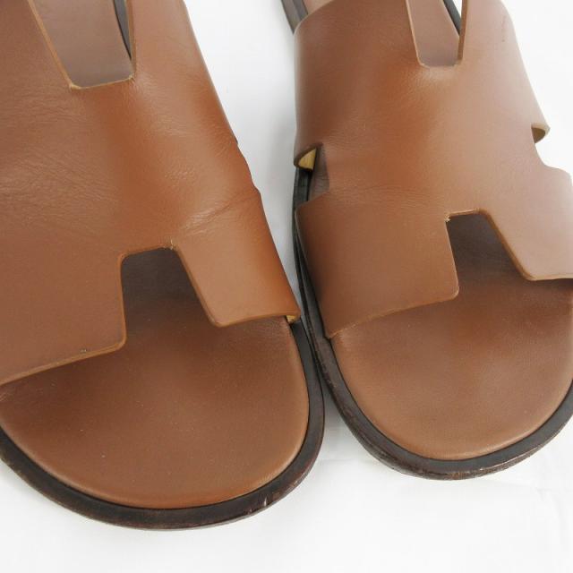 中古】エルメス HERMES サンダル イズミール レザー ゴールド 44 1/2