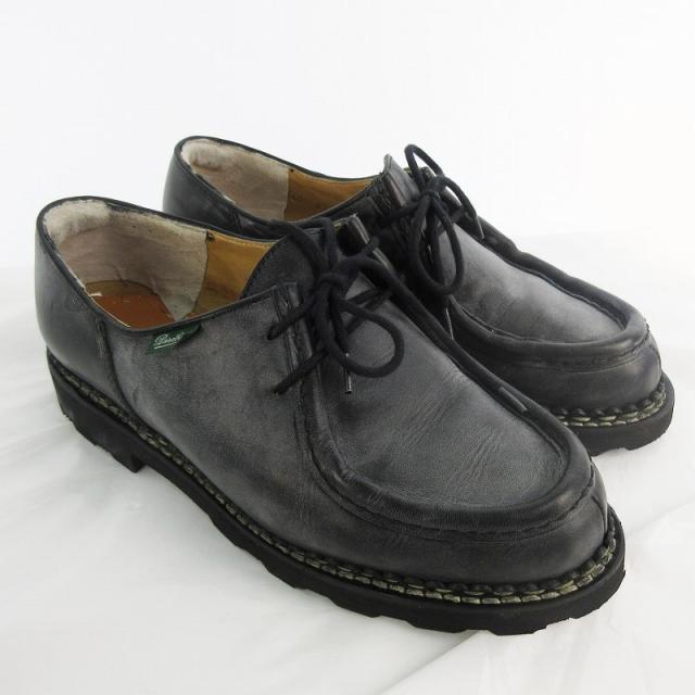【中古】パラブーツ Paraboot ミカエル MICHAEL チロリアンシューズ モカシン レザー 牛革 715604 黒 ブラック 革靴 40 約25cm