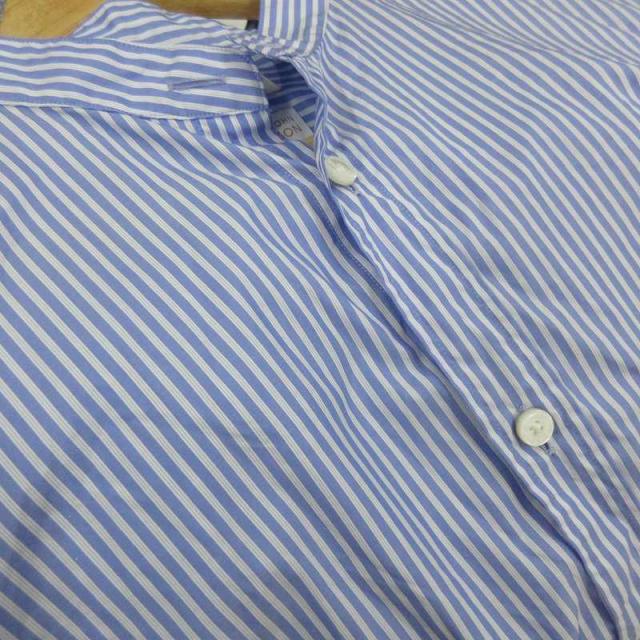 【中古】The CLASIK david&john anderson 25SS CKSH-162 COLLORLESS SHIRTS カラーレス シャツ 長袖 ストライプ 48_4