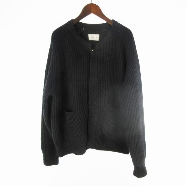【中古】現行 SARTO サルト HEAVY WOOL RIB ZIP JACKET MOCHA ニット ジャケット ジップアップ ブラック 黒 ウール M
