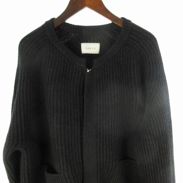 【中古】現行 SARTO サルト HEAVY WOOL RIB ZIP JACKET MOCHA ニット ジャケット ジップアップ ブラック 黒 ウール M_2