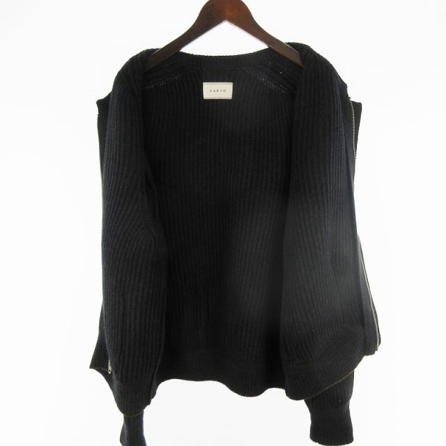 【中古】現行 SARTO サルト HEAVY WOOL RIB ZIP JACKET MOCHA ニット ジャケット ジップアップ ブラック 黒 ウール M_3