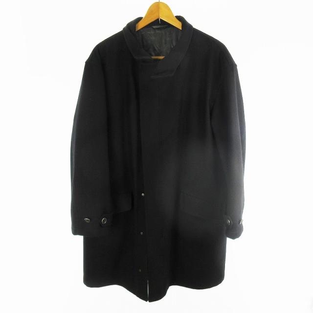 【中古】アルマーニ コレツィオーニ ARMANI COLLEZIONI ウール カシミヤ 中綿 コート ロング ジップアップ 52 ブラック